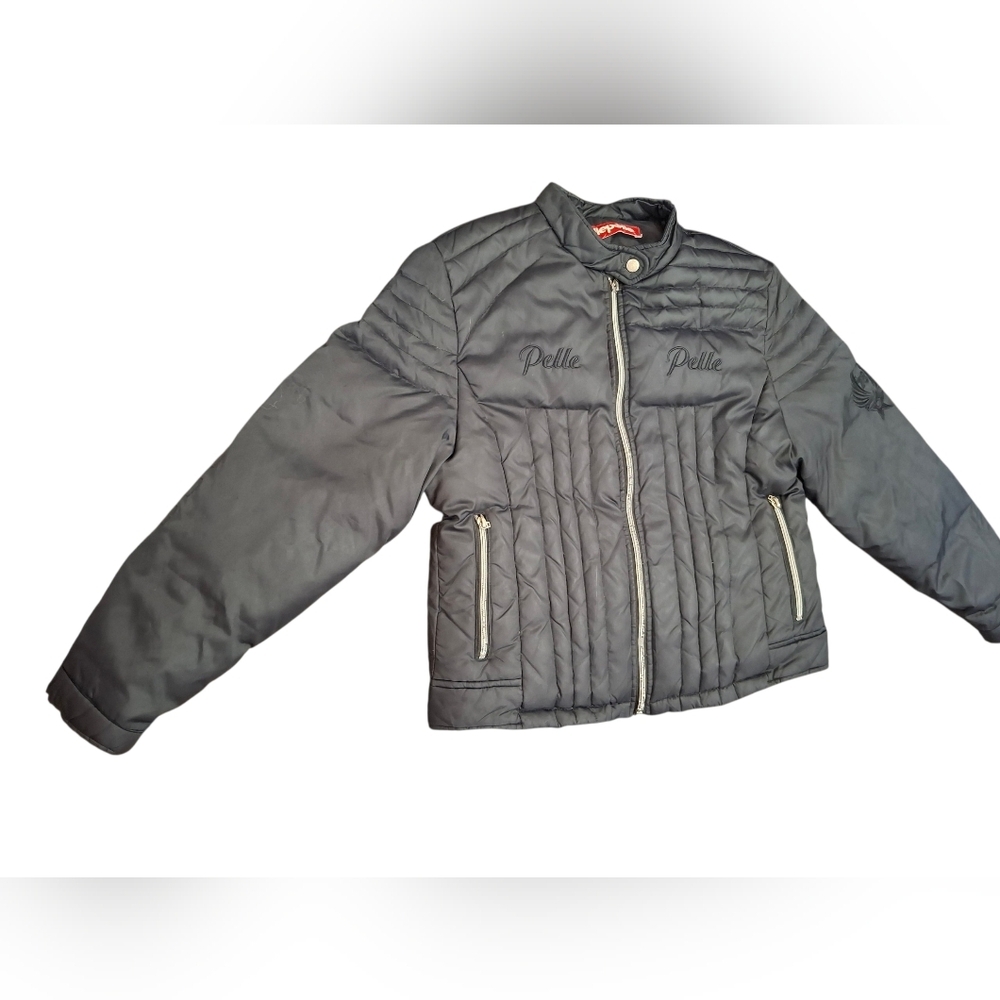 Pelle Pelle Black Quilted Down Jacket Mens Small Womens M